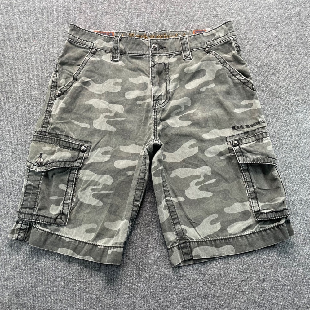 Rock Revival Cargo Shorts Men's 34 Olive Camo Classic
